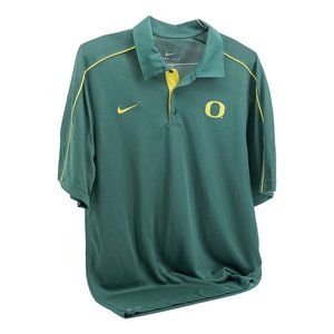 Oregon Ducks Nike Dri Fit Mens Polo Shirt Green Yellow Short Sleeve L New